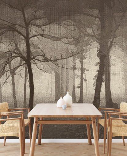 Sepia Nebliger Wald Tapete Sepia Nebliger Wald Tapete