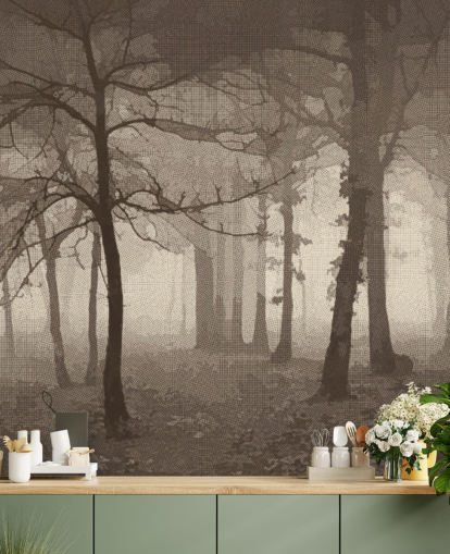 Sepia Misty Forest Bakgrund Sepia Misty Forest Bakgrund
