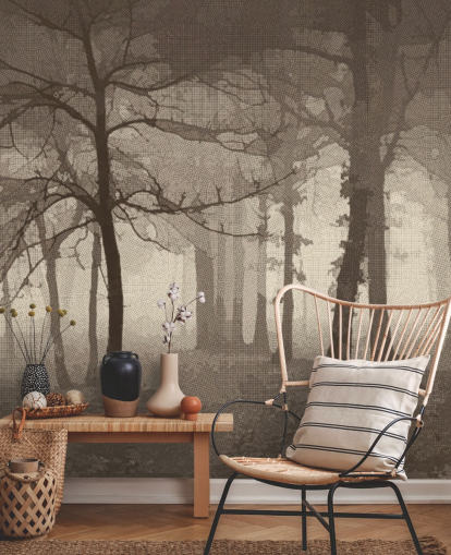 Papier Peint Sepia Misty Forest