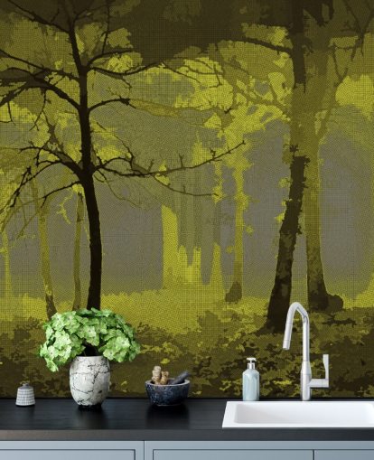 taiteellinen digitaalinen metsä tapetti