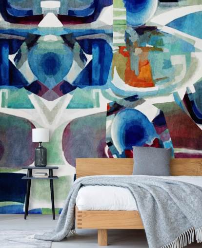 Papier Peint Abstrait Motif Bleu