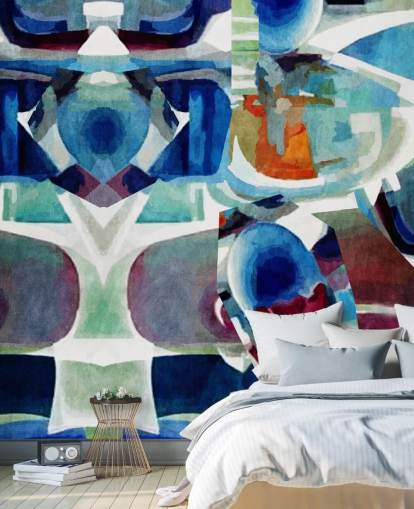 Blauw patroon abstract behang