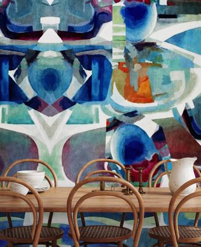 Blauw patroon abstract behang