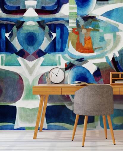 Papier Peint Abstrait Motif Bleu