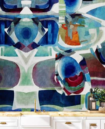 Blauw patroon abstract behang Blauw patroon abstract behang
