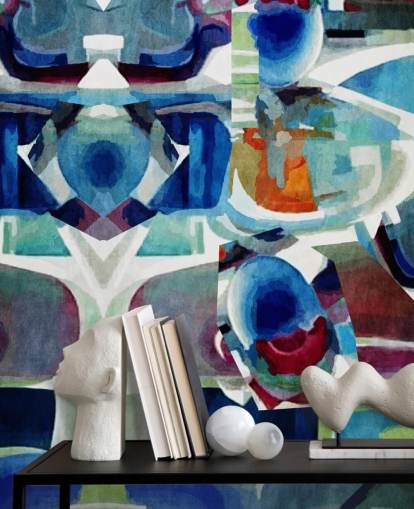 Blauw patroon abstract behang