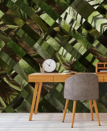 Geometric Green Wood Wallpaper