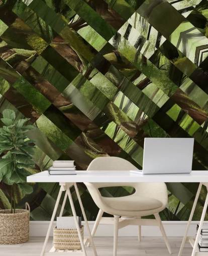 Geometric Green Wood Wallpaper
