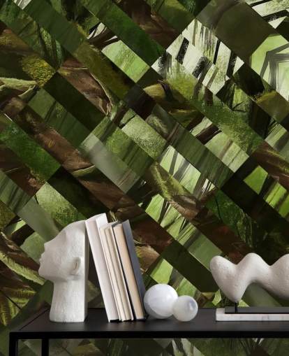 Geometric Green Wood Wallpaper