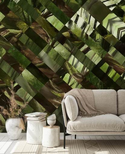Geometric Green Wood Wallpaper