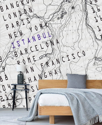 Mural Mapa blanco y negro