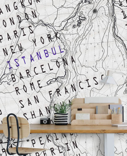 Svartvitt Kartväggmålning