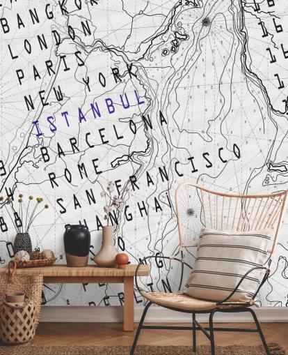 Mural Mapa blanco y negro