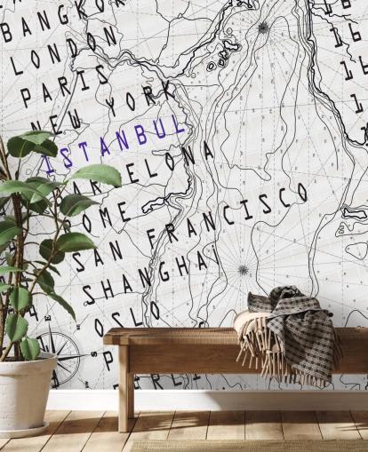 Mural Mapa blanco y negro