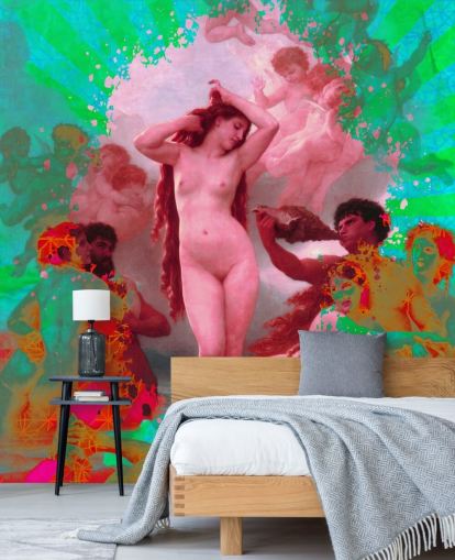 green and pink abstract art vintage art wallpaper