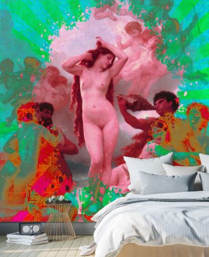 green and pink abstract art vintage art wallpaper