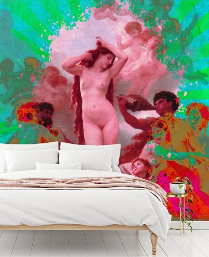 green and pink abstract art vintage art wallpaper