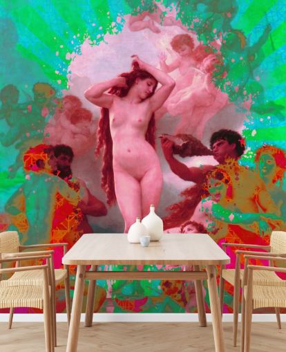 papel pintado de arte vintage de arte abstracto verde y rosa papel pintado de arte vintage de arte abstracto verde y rosa