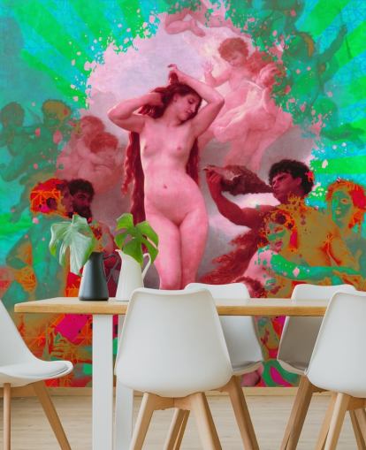 grøn og pink abstrakt kunst vintage kunst tapet grøn og pink abstrakt kunst vintage kunst tapet