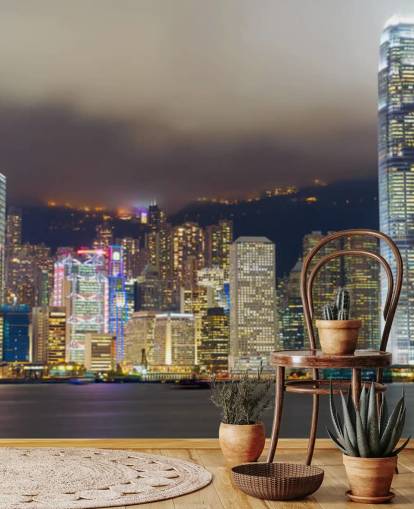 fargerik hong kong om natten tapet fargerik hong kong om natten tapet