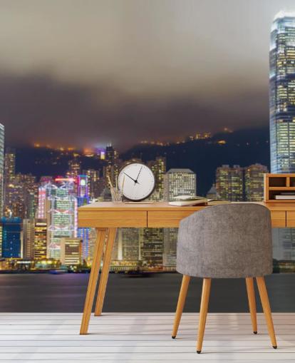 colourful hong kong at night wallpaper