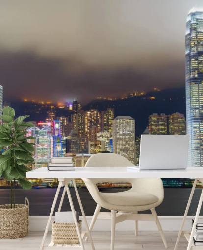 värikäs hong kong yöllä tapetti