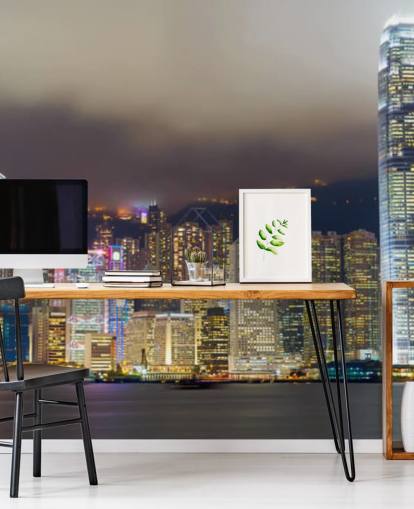 värikäs hong kong yöllä tapetti