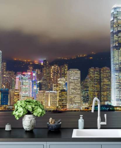 colourful hong kong at night wallpaper