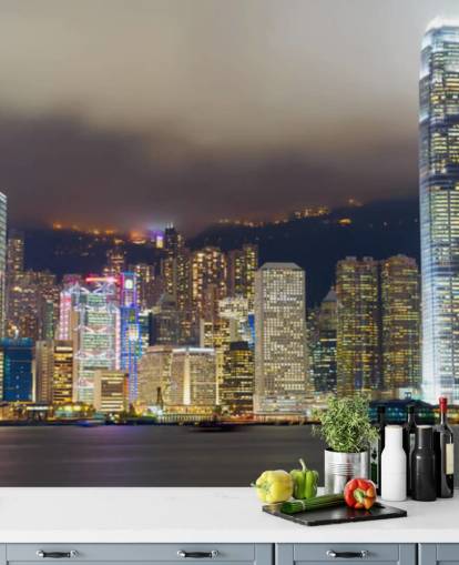 colourful hong kong at night wallpaper