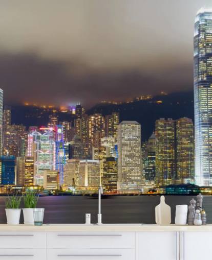 colourful hong kong at night wallpaper