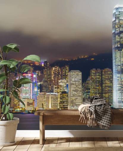 colourful hong kong at night wallpaper