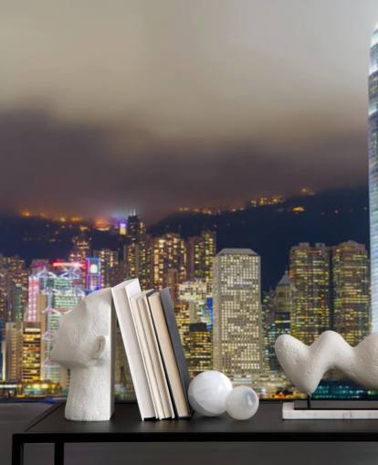 bunte Hong Kong bei Nacht Tapete