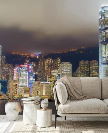 colourful hong kong at night wallpaper
