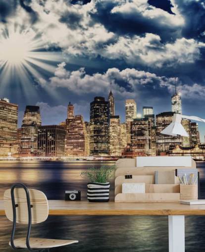 Lower Manhattan ab Brooklyn New York Hintergrundbild 