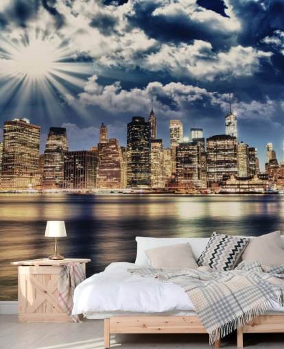 Lower Manhattan ab Brooklyn New York Hintergrundbild 