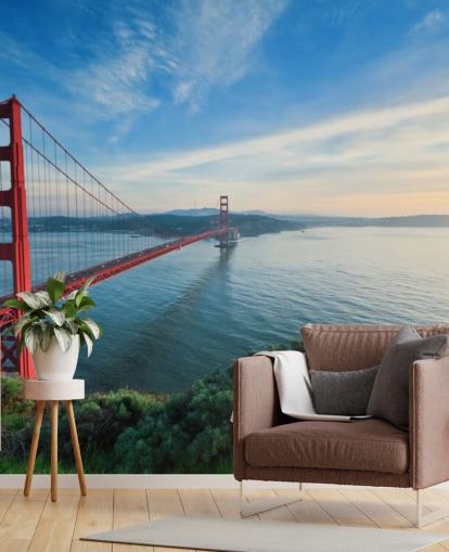 rød bro utsikt tapet