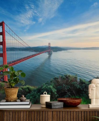 rød bro udsigt tapet