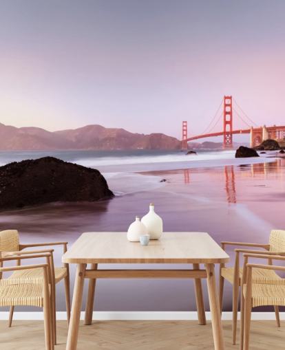 Beach and San Francisco Red Bridge Wall Mural