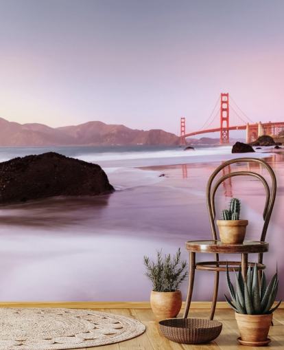 Strand und San Francisco Rote Brücke Fototapete