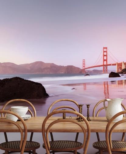 Beach and San Francisco Red Bridge Wall Mural