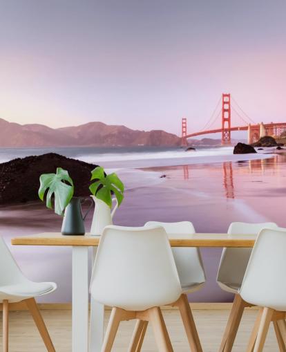 Beach and San Francisco Red Bridge Wall Mural