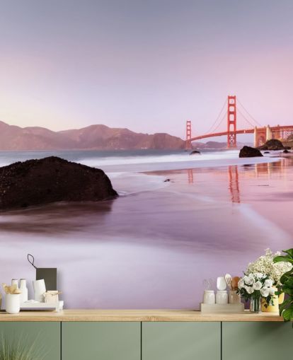 Strand und San Francisco Rote Brücke Fototapete