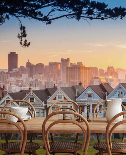 Berömd utsikt över San Francisco på Alamo Square tapeter Berömd utsikt över San Francisco på Alamo Square tapeter