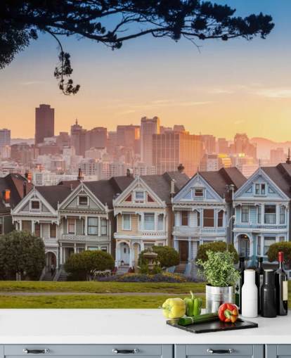 Célèbre vue de San Francisco à Alamo Square papier peint
