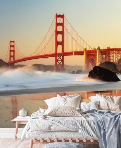 Golden Gate Soloppgang Wall Mural Wallpaper