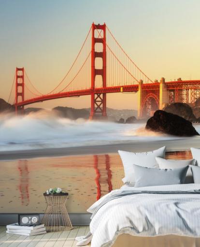 Sunrise du Golden Gate Wall Mural Wallpaper Sunrise du Golden Gate Wall Mural Wallpaper