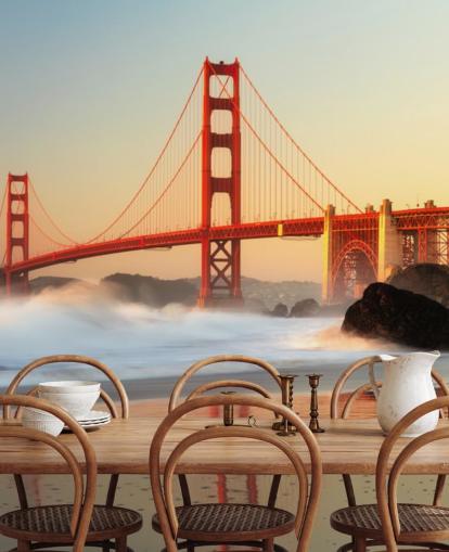 Golden Gate Sunrise Wall Mural Wallpaper