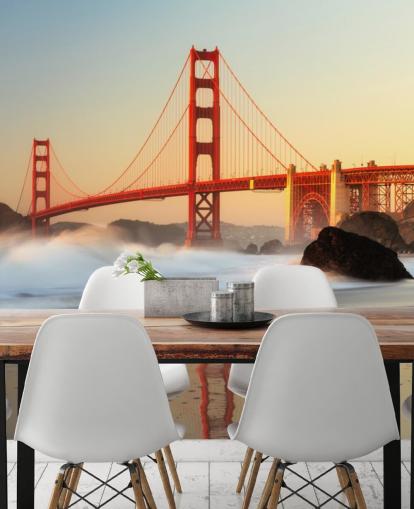 Nascer do sol Golden Gate Wall Mural Wallpaper