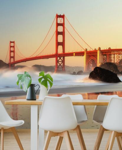 Golden Gate Soloppgang Wall Mural Wallpaper