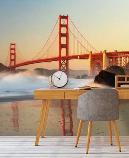 Golden Gate Sunrise Wall Mural Wallpaper